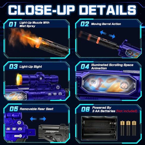 HWD Parent-Friendly Light Up Space Toy Gun for Kids with Mist Spray Effect in Saudi Arabia