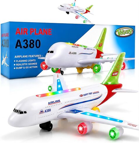 Toysery Airbus A380 Bump and Go Airplane Toy, Lights & Sounds, Ages 3-12 in Saudi Arabia