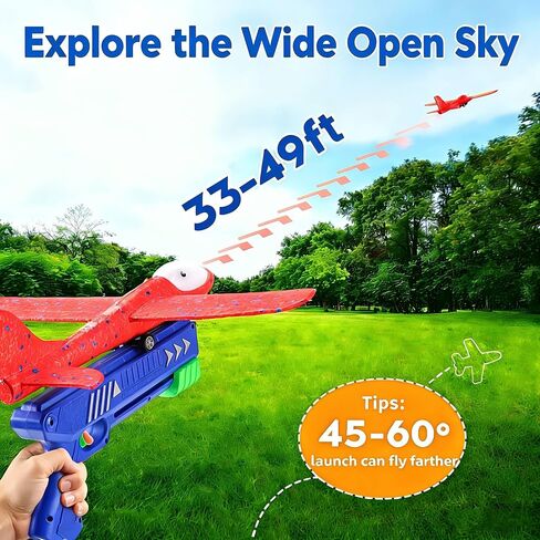 SYHLN 3 Pack Airplane Launcher Toys for 4 5 6 7 8 Year Old Boys Gifts: Airplane Shooter with 3 LED Foam Glider Planes for Kids - Outdoor Flying Toys Boys Birthday Present Gifts Age 4 5 6 7 8 9 in Kuwait