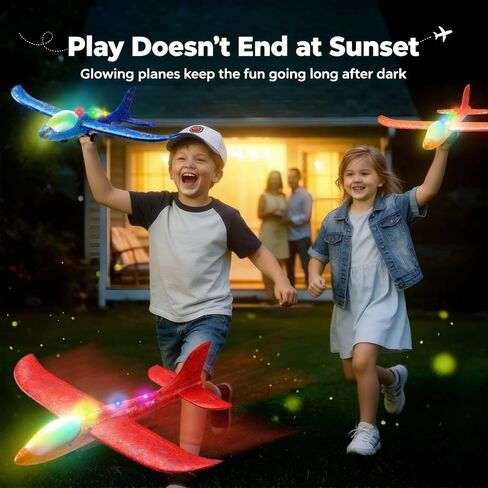 SYHLN 3 Pack Airplane Launcher Toys for 4 5 6 7 8 Year Old Boys Gifts: Airplane Shooter with 3 LED Foam Glider Planes for Kids - Outdoor Flying Toys Boys Birthday Present Gifts Age 4 5 6 7 8 9 in Kuwait