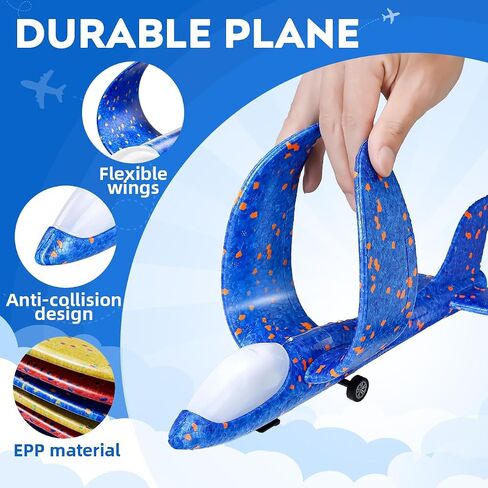 SYHLN 3 Pack Airplane Launcher Toys for 4 5 6 7 8 Year Old Boys Gifts: Airplane Shooter with 3 LED Foam Glider Planes for Kids - Outdoor Flying Toys Boys Birthday Present Gifts Age 4 5 6 7 8 9 in Kuwait