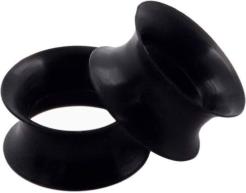 Qmcandy 1/2/9 Pairs Black Thin Silicone Flexible Ear Skin Hollow Tunnels Plugs Piercing 8g-1 inch in Saudi Arabia