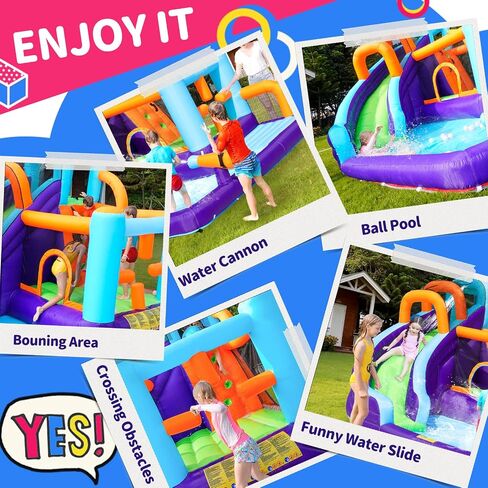 Inflatable Water Slide Bounce House for Kids, Water Backyard Bounce House with Waterslide Bouncy House Water Park for Gift(Blower Included) in Kuwait