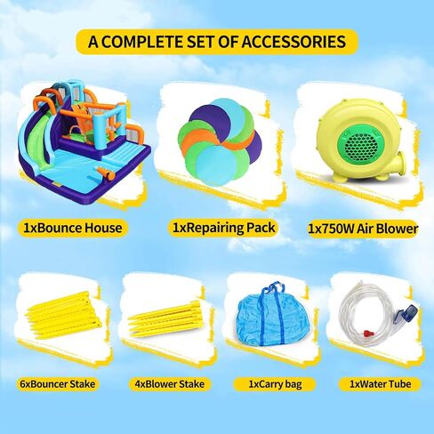Inflatable Water Slide Bounce House for Kids, Water Backyard Bounce House with Waterslide Bouncy House Water Park for Gift(Blower Included) in Kuwait