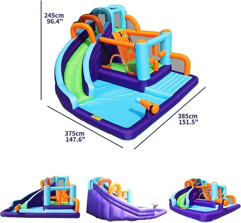 Inflatable Water Slide Bounce House for Kids, Water Backyard Bounce House with Waterslide Bouncy House Water Park for Gift(Blower Included) in Kuwait