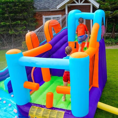 Inflatable Water Slide Bounce House for Kids, Water Backyard Bounce House with Waterslide Bouncy House Water Park for Gift(Blower Included) in Kuwait