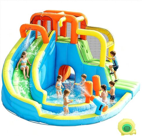 Inflatable Water Slide Bounce House for Kids, Water Backyard Bounce House with Waterslide Bouncy House Water Park for Gift(Blower Included) in Kuwait