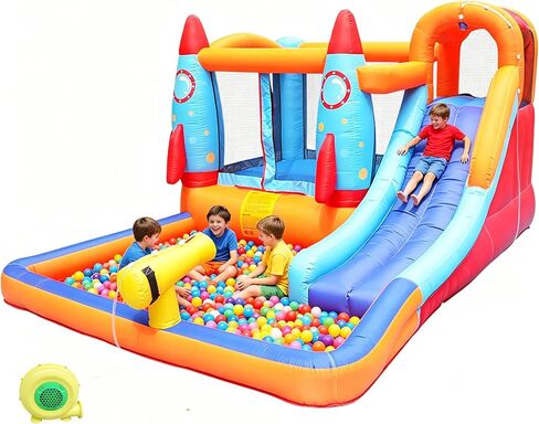 Inflatable Water Slide Bounce House for Kids, Water Backyard Bounce House with Waterslide Bouncy House Water Park for Gift(Blower Included) in Kuwait