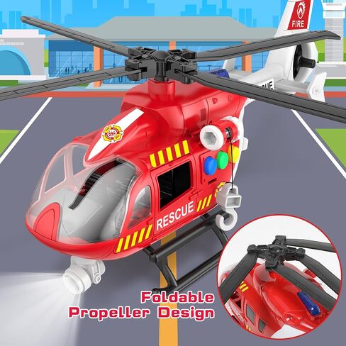 Helicopter Toys for Kids 3-5 with Light Up Sounds Large Fire Helicopter Police Toys Rescue Vehicles Toys Airplane for Toddler Boy Toys Birthday Gift for 3 4 5 6 Year Old Toddler Boy Girl in Kuwait