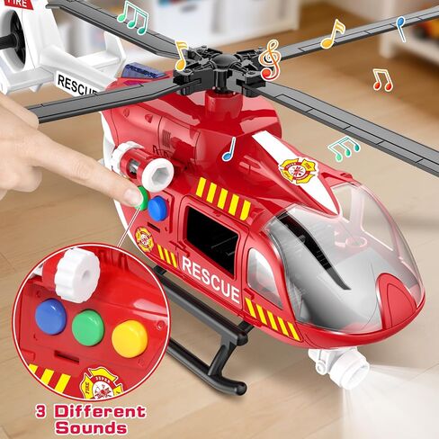 Helicopter Toys for Kids 3-5 with Light Up Sounds Large Fire Helicopter Police Toys Rescue Vehicles Toys Airplane for Toddler Boy Toys Birthday Gift for 3 4 5 6 Year Old Toddler Boy Girl in Kuwait