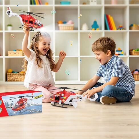 Helicopter Toys for Kids 3-5 with Light Up Sounds Large Fire Helicopter Police Toys Rescue Vehicles Toys Airplane for Toddler Boy Toys Birthday Gift for 3 4 5 6 Year Old Toddler Boy Girl in Kuwait
