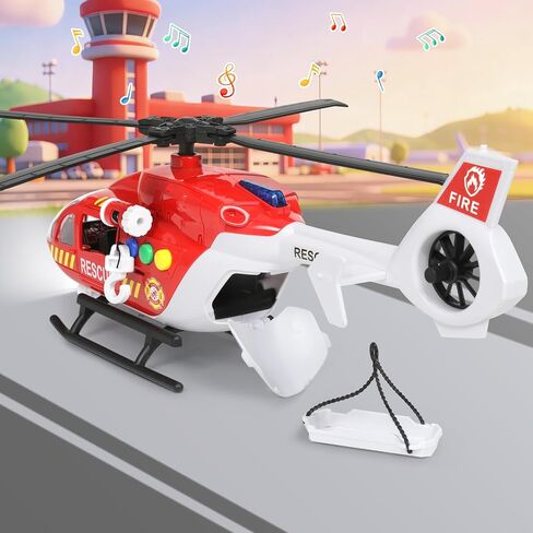 Helicopter Toys for Kids 3-5 with Light Up Sounds Large Fire Helicopter Police Toys Rescue Vehicles Toys Airplane for Toddler Boy Toys Birthday Gift for 3 4 5 6 Year Old Toddler Boy Girl in Kuwait