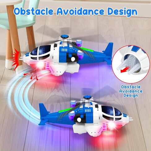 Helicopter Toy for Toddlers With Lights And Sounds, 360°Freedom And Operated Automatic Bump Autism Sensory Light Up Toys Airplane for Toddler Boy Toys 3 4 5 Year Old Up Boy Girl Birthday (Blue) in Saudi Arabia