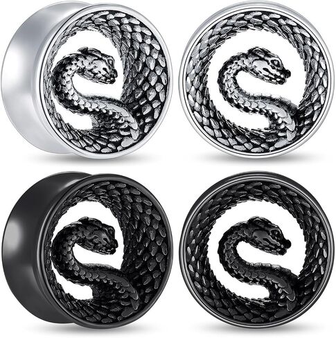 Qmcandy Snake Ear Tunnels Stainless Steel Double Flared Ear Plugs Gauges 0g-5/8 inch in Kuwait