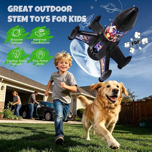 Rocket Launcher for Kids, 200ft Self-Launching Motorized Air Rocket Toy with Parachute & LED, Outdoor Flying Toy, Cool Birthday Gifts for Boys Girls Ages 6-12 in Saudi Arabia