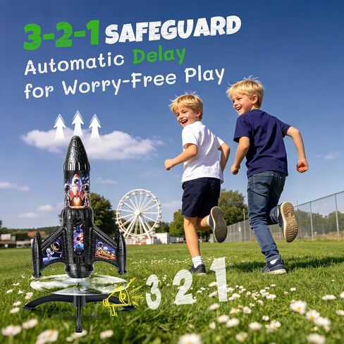 Rocket Launcher for Kids, 200ft Self-Launching Motorized Air Rocket Toy with Parachute & LED, Outdoor Flying Toy, Cool Birthday Gifts for Boys Girls Ages 6-12 in Saudi Arabia