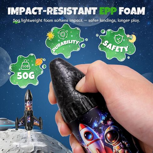 Rocket Launcher for Kids, 200ft Self-Launching Motorized Air Rocket Toy with Parachute & LED, Outdoor Flying Toy, Cool Birthday Gifts for Boys Girls Ages 6-12 in Saudi Arabia