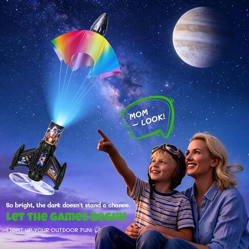 Rocket Launcher for Kids, 200ft Self-Launching Motorized Air Rocket Toy with Parachute & LED, Outdoor Flying Toy, Cool Birthday Gifts for Boys Girls Ages 6-12 in Saudi Arabia