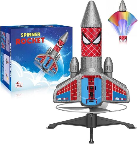 Rocket Launcher for Kids-التصميم الثاني الذي تمت ترقيته للجنرال ، إطلاق السيارات الكهربائي ، رحلة 200 قدم مع المظلة الآمنة ، لعبة الصواريخ في الهواء الطلق للبنين والبنات ، هدية عيد ميلاد للأعمار من 6 إلى 13 عامًا ، نمط العنكبوت in Kuwait