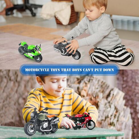 4-Pack Pull Back Motorcycle Toys for Kids with Sounds & Lights, 1:12 Scale Die Cast Friction Powered Motorcycles, Birthday Gifts for Kids Ages 3-8 Years Old in Kuwait