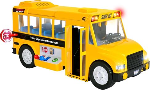 Maxx Action Mega School Bus Toy with Joystick Controls, Real Working Microphone, Lights and Sounds, Sliding Roof, Friction Powered in Kuwait