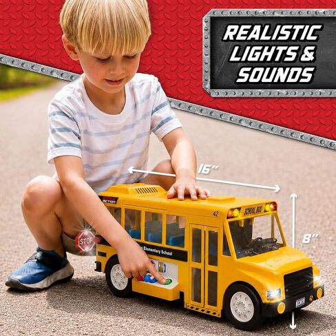 Maxx Action Mega School Bus Toy with Joystick Controls, Real Working Microphone, Lights and Sounds, Sliding Roof, Friction Powered in Kuwait