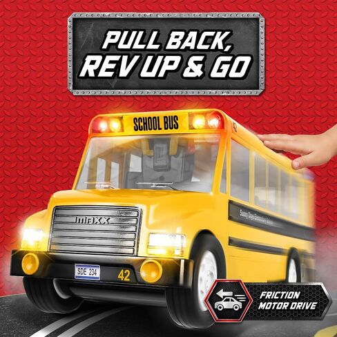 Maxx Action Mega School Bus Toy with Joystick Controls, Real Working Microphone, Lights and Sounds, Sliding Roof, Friction Powered in Kuwait