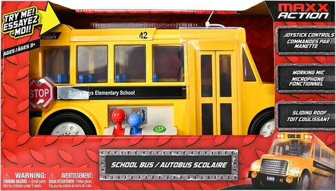 Maxx Action Mega School Bus Toy with Joystick Controls, Real Working Microphone, Lights and Sounds, Sliding Roof, Friction Powered in Kuwait