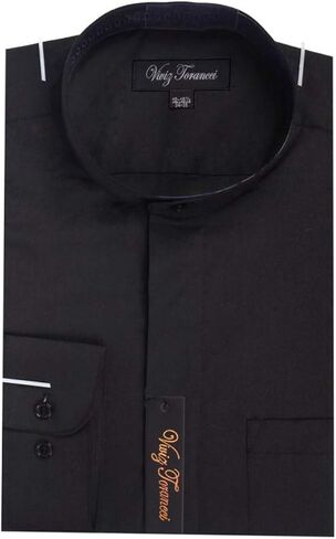 Viviz Forancci Men's Regular Fit Long Sleeve Banded Collar Solid Dress Shirt AC201 in Kuwait