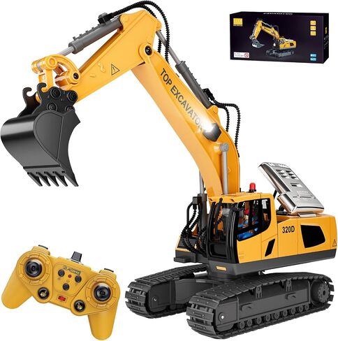 KIDMARKT RC Dump Truck Toy for Kids, 9-Channel Remote Control Construction Vehicle with Metal Parts, Working Dump Bed, Lights & Sounds, Rechargeable Truck, Construction Toy Gift for Boys Ages 3-12 in Kuwait
