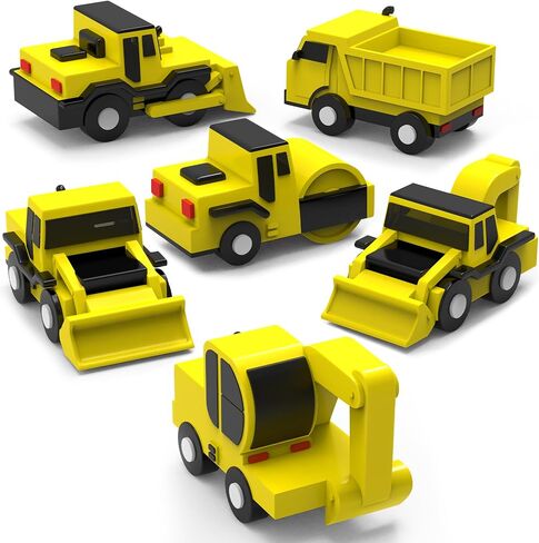 Tub Works® Construction™ Trucks Mold Free Bath Toys, 6 Pack | Sealed, No Hole Bath Toys Design Keeps Moisture Out | Soft, Squeezable & Float on Water | Baby & Toddler Bathtub Toys | Baby Pool Play in Saudi Arabia