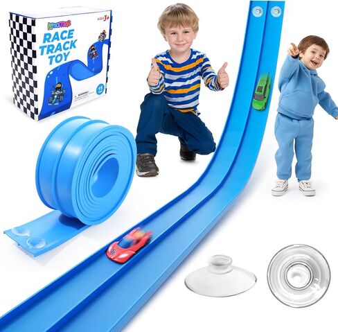 Flexible Race Track for Kids: 15 Ft Flex Race Car Ramp with Suction Cup in Kuwait