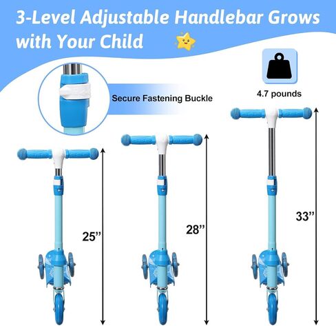 3-Wheel Kids Scooter Ages 2-7 Stable Toddler Kick Scooter with Safer 150° Limited Steering, Wide Anti-Slip Deck, Low-to-Ground Design for Beginner Riders,Blue in Kuwait