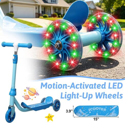 3-Wheel Kids Scooter Ages 2-7 Stable Toddler Kick Scooter with Safer 150° Limited Steering, Wide Anti-Slip Deck, Low-to-Ground Design for Beginner Riders,Blue in Kuwait