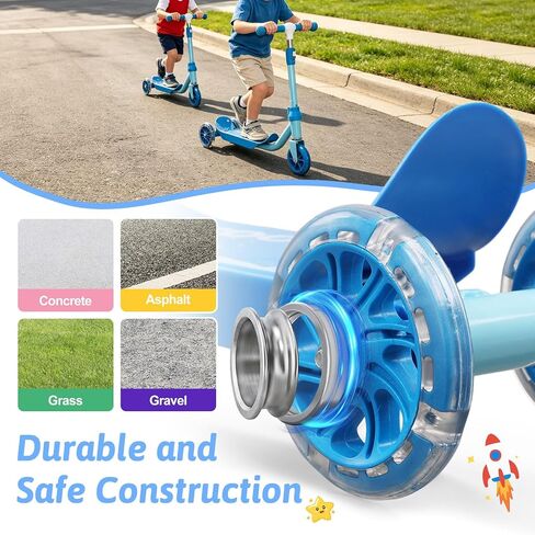 3-Wheel Kids Scooter Ages 2-7 Stable Toddler Kick Scooter with Safer 150° Limited Steering, Wide Anti-Slip Deck, Low-to-Ground Design for Beginner Riders,Blue in Kuwait