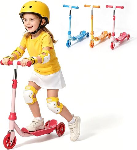 3-Wheel Kids Scooter Ages 2-7 Stable Toddler Kick Scooter with Safer 150° Limited Steering, Wide Anti-Slip Deck, Low-to-Ground Design for Beginner Riders,Pink in Kuwait