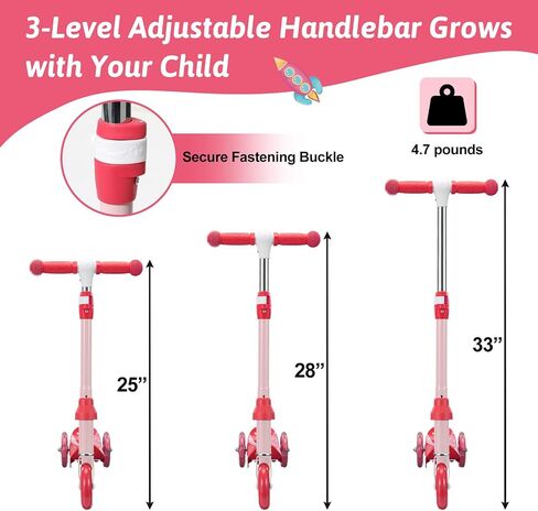 3-Wheel Kids Scooter Ages 2-7 Stable Toddler Kick Scooter with Safer 150° Limited Steering, Wide Anti-Slip Deck, Low-to-Ground Design for Beginner Riders,Pink in Kuwait