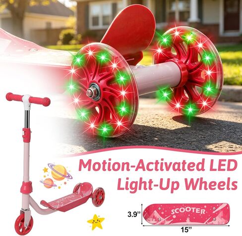 3-Wheel Kids Scooter Ages 2-7 Stable Toddler Kick Scooter with Safer 150° Limited Steering, Wide Anti-Slip Deck, Low-to-Ground Design for Beginner Riders,Pink in Kuwait