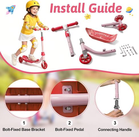 3-Wheel Kids Scooter Ages 2-7 Stable Toddler Kick Scooter with Safer 150° Limited Steering, Wide Anti-Slip Deck, Low-to-Ground Design for Beginner Riders,Pink in Kuwait