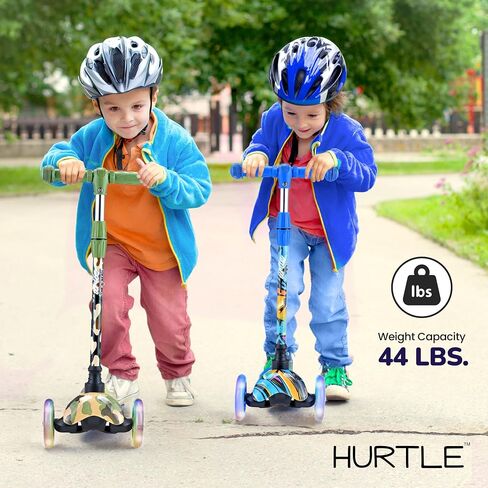 Hurtle Mini Kickboard Scooter for Kids - Height Adjustable 25''-28'', Lightweight 3-Wheel with LED Light-up Wheels, Anti-Slip,Indoor/Outdoor Fun, Micro Scooters for Ages 2-5 (Grafitti) in Saudi Arabia