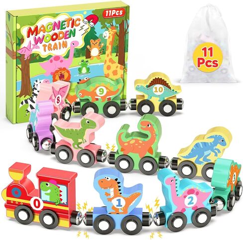 11 Pcs Magnetic Train Set Montessori Toy for Toddler, Animal Birthday Gifts in Kuwait