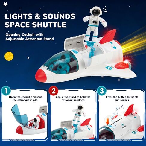 AuntyFey Space Rocket and Shuttle Toy Set for Kids with 2 Astronaut Figures in Saudi Arabia
