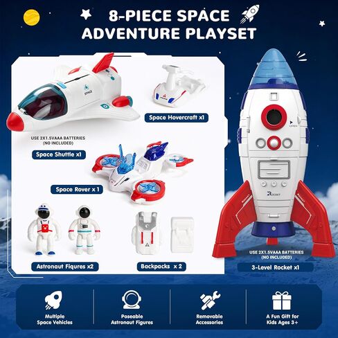 AuntyFey Space Rocket and Shuttle Toy Set for Kids with 2 Astronaut Figures in Saudi Arabia