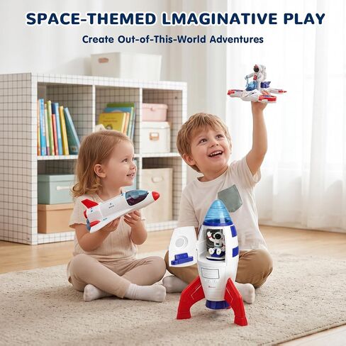 AuntyFey Space Rocket and Shuttle Toy Set for Kids with 2 Astronaut Figures in Saudi Arabia