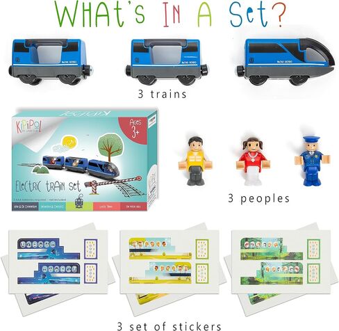 Kipipol Battery Operated Action Locomotive Toy Train Set for Wooden Tracks, (Magnetic)-Compatible with Thomas The Train Toys, Brio Tram Set for Toddlers 3-5 and up, Stocking Stuffers for Kids in Kuwait