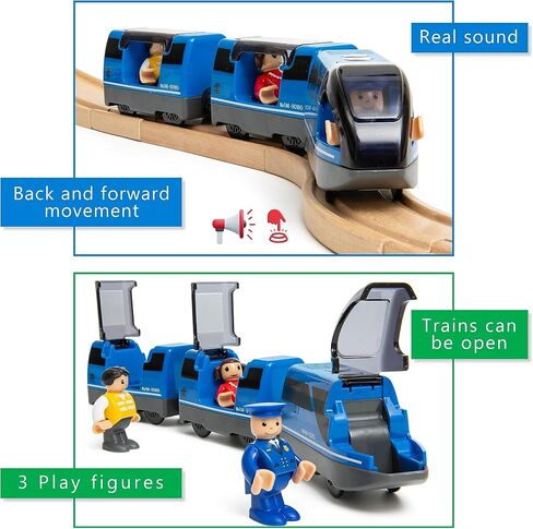 Kipipol Battery Operated Action Locomotive Toy Train Set for Wooden Tracks, (Magnetic)-Compatible with Thomas The Train Toys, Brio Tram Set for Toddlers 3-5 and up, Stocking Stuffers for Kids in Kuwait