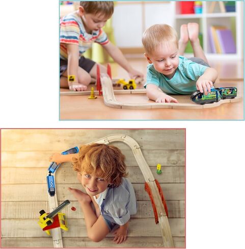 Kipipol Battery Operated Action Locomotive Toy Train Set for Wooden Tracks, (Magnetic)-Compatible with Thomas The Train Toys, Brio Tram Set for Toddlers 3-5 and up, Stocking Stuffers for Kids in Kuwait
