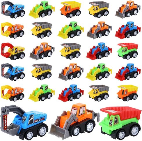 DERTE 15 Pieces Mini Construction Car Toys Small Truck Excavator Vehicles in Kuwait