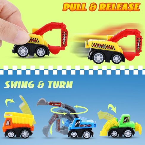 DERTE 15 Pieces Mini Construction Car Toys Small Truck Excavator Vehicles in Kuwait