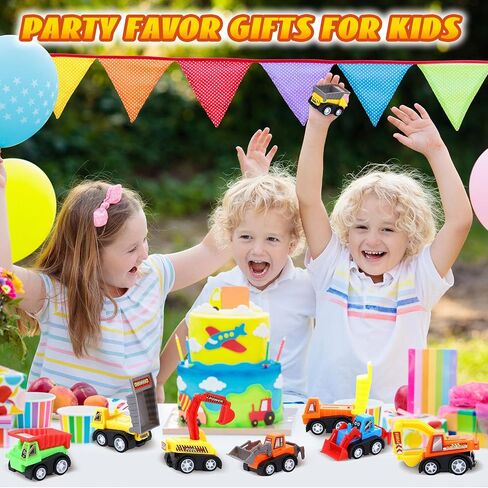 DERTE 15 Pieces Mini Construction Car Toys Small Truck Excavator Vehicles in Kuwait